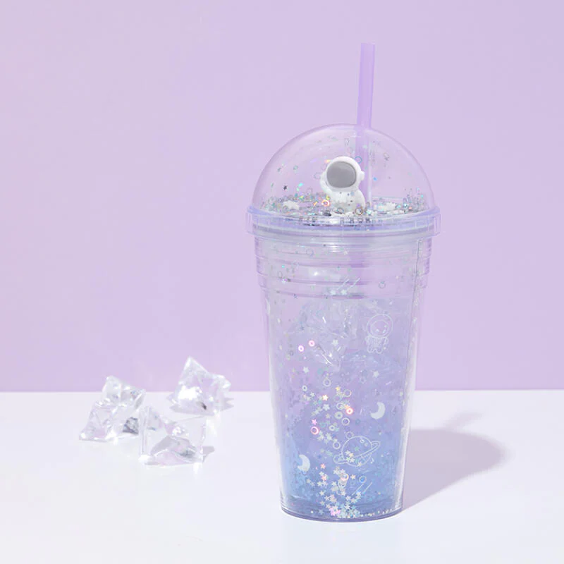 ASTRONAUT FIGURE STRAW TUMBLER