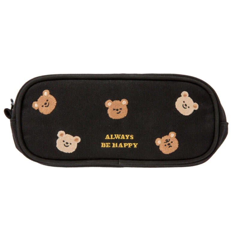 BEAR EMBROIDERED MULTI POUCH BLACK