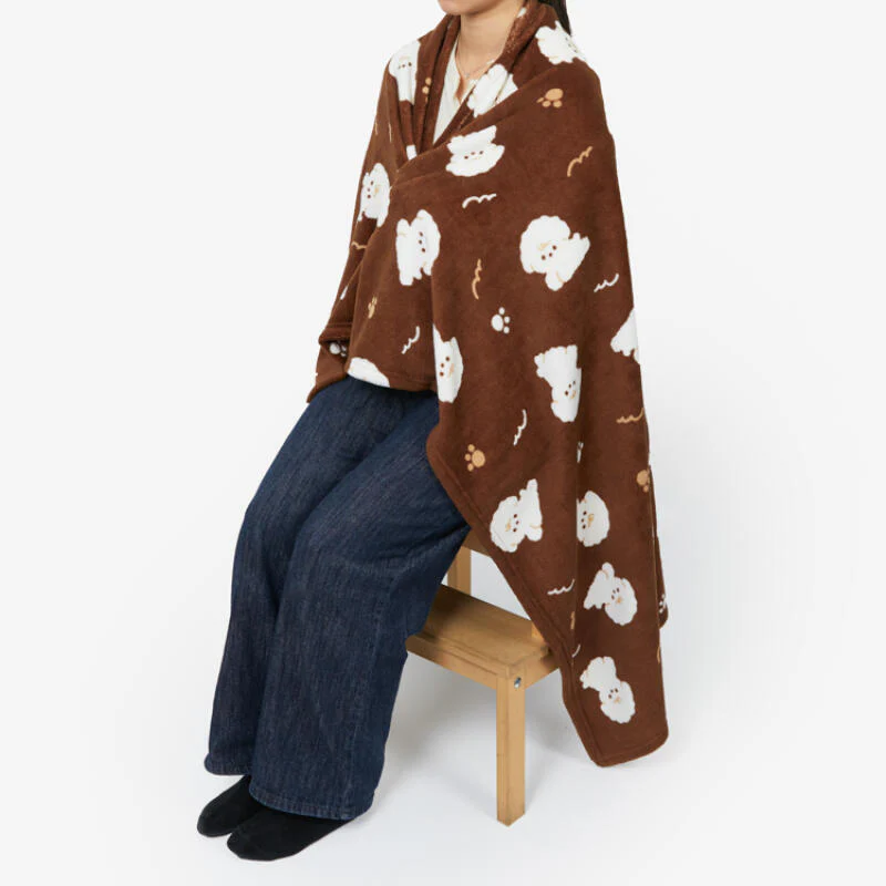 BICHON LARGE LAP BLANKET BROWN