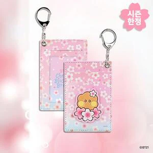 BT21 - CHERRY BLOSSOM LEATHER PATCH CARD HOLDER SHOOKY