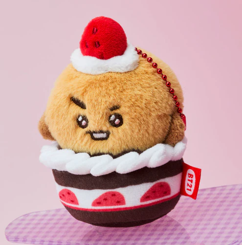 BT21 - STRAWBERRY PARTY CUSTARD STRAWBERRY TART PLUSH KEYRING - Image 3