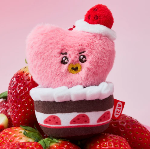 BT21 - STRAWBERRY PARTY CUSTARD STRAWBERRY TART PLUSH KEYRING - Image 8