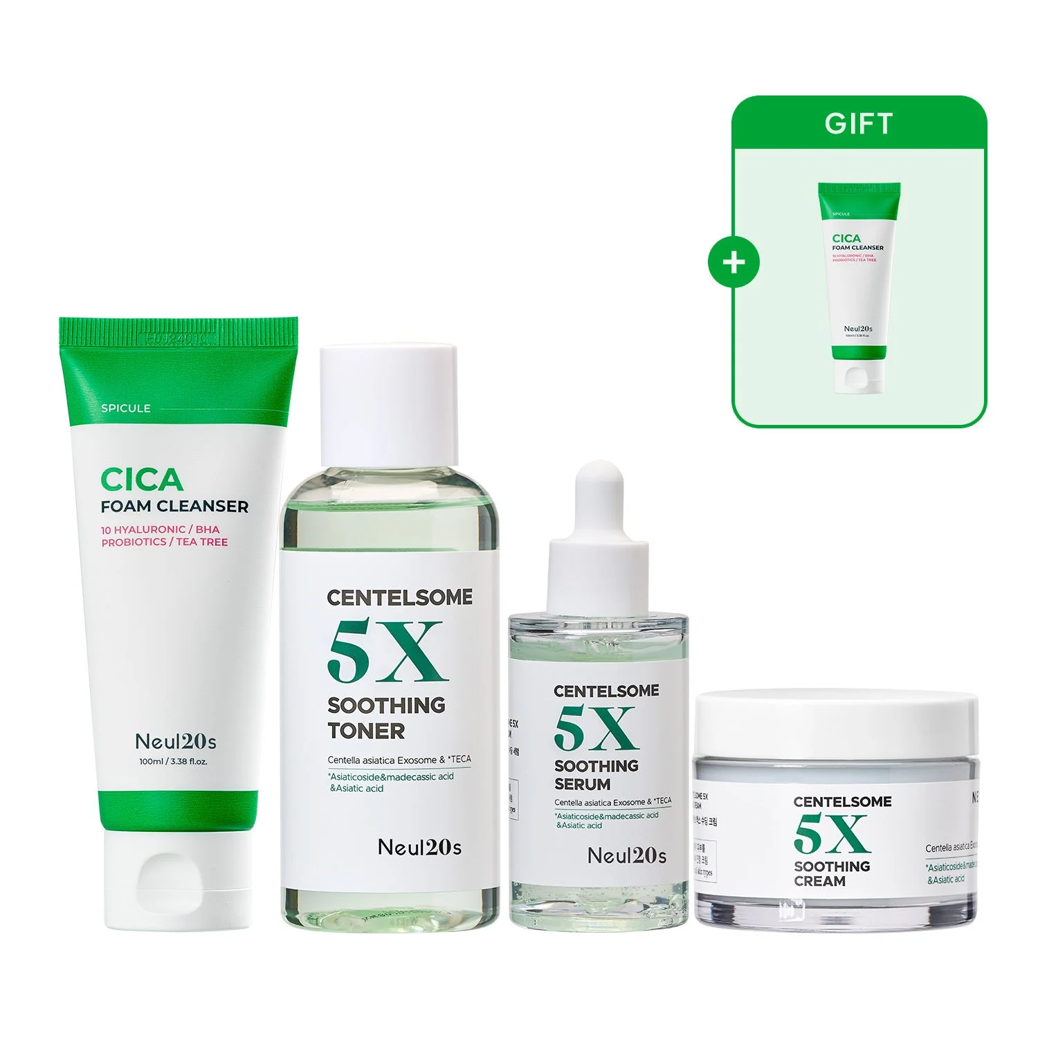 Neul20s CENTELLA SKINCARE SET+(+1 FREE SPICULE CICA FOAM CLEANSER 100ml)